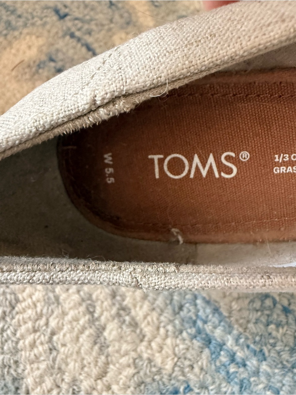 TOMS Natural Linen Peep-Toe Cork Wedge Heels size 5.5 - Picture 2 of 5